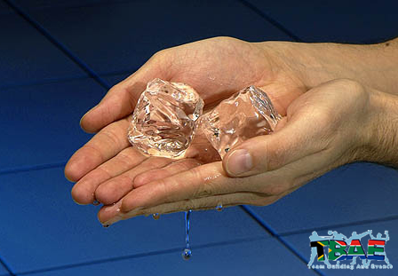 ice cube melting in hand